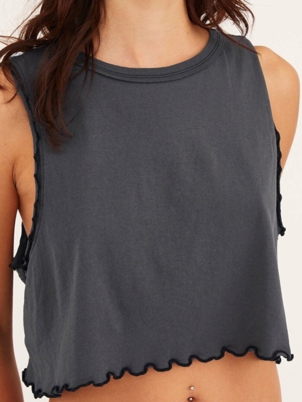 uo lettuce gray muscle tee crop boxy boho grunge indie urban drapey tank top